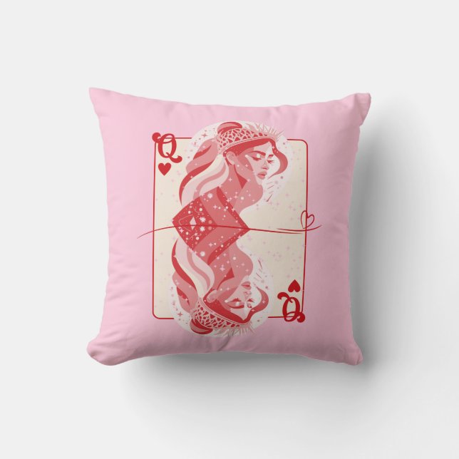 Queen of Hearts Red Preppy Art Kudde (Framsida)
