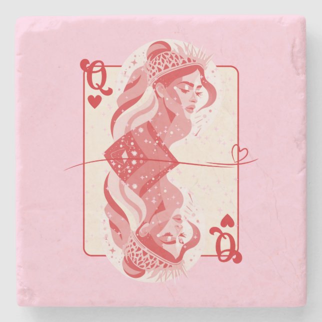 Queen of Hearts Red Preppy Art Stenunderlägg (Framsidan)