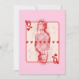 Queen of Hearts Rosa Preppy Art Julkort