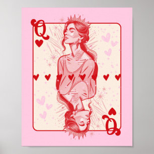 Queen of Hearts Rosa Preppy Art Poster