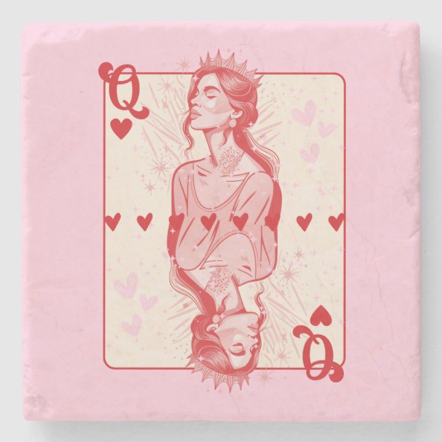 Queen of Hearts Rosa Preppy Art Stenunderlägg (Framsidan)