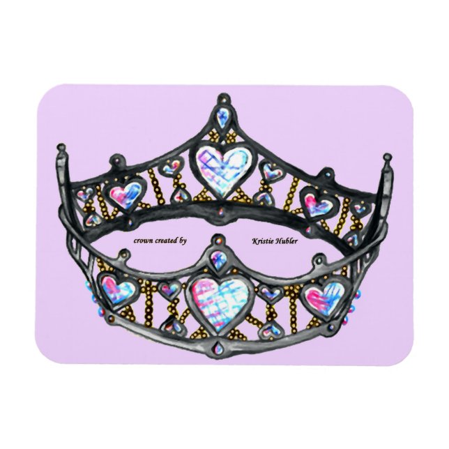 Queen of Hearts Silver Krona Tiara Blek Rosa Lilac Magnet (Horisontell)