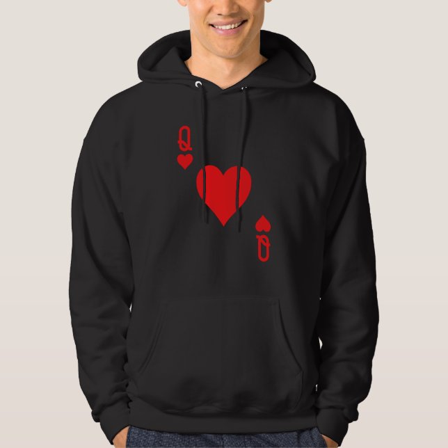 Queen Of Hearts Valentines Matching Couples Valent Hoodie (Framsida)