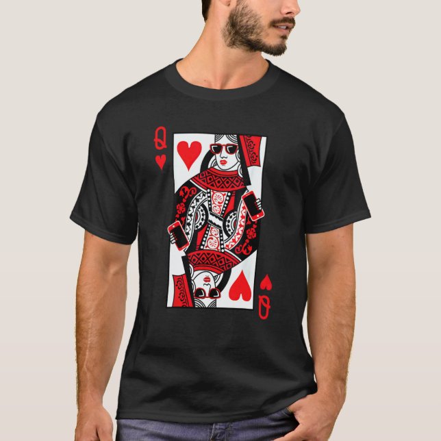Queen Of Hearts Valentines Matching Couples Valent T Shirt (Framsida)