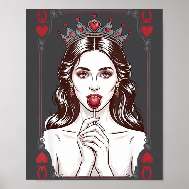 Queen Of Hearts Women Vintage Valentines Day  Poster (Framsidan)