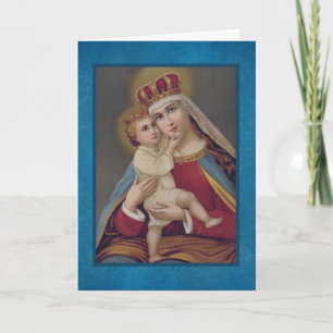 Queen of Heaven Blessed Virgin Mary Jesus Helgkort