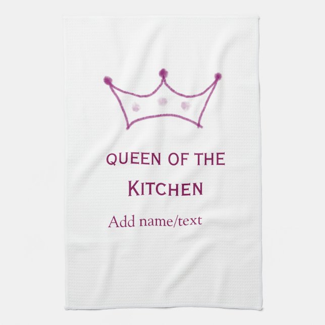 queen of kitchen mauve crown cook chef name kökshandduk (Vertikal)