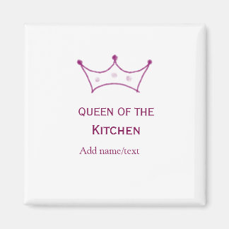 queen of kitchen mauve crown cook chef name magnet