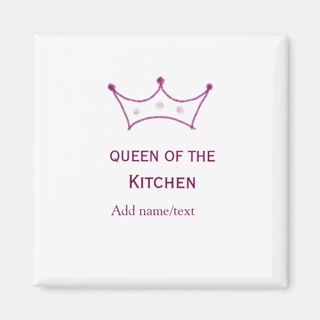queen of kitchen mauve crown cook chef name magnet (Framsidan)