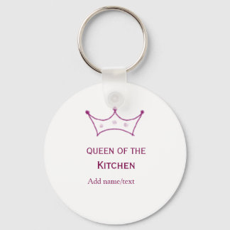 queen of kitchen mauve crown cook chef name nyckelring