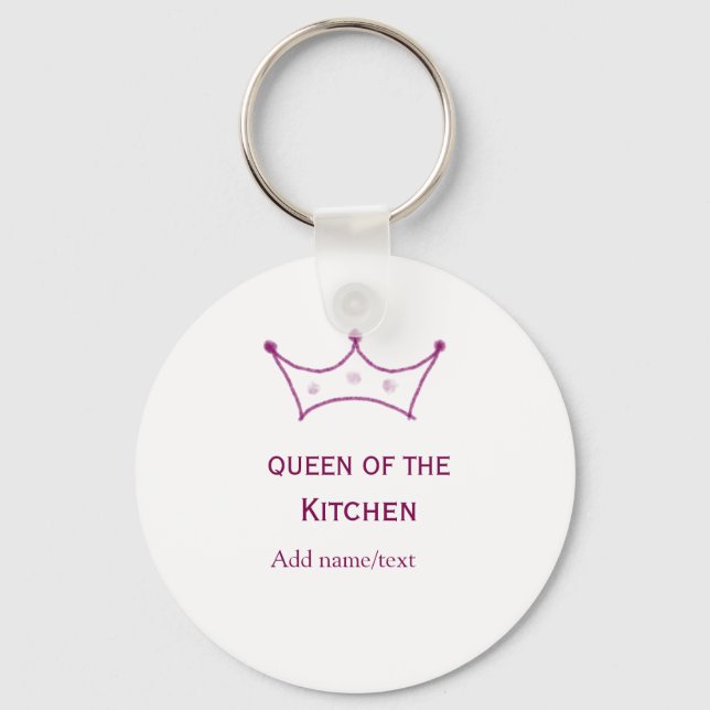 queen of kitchen mauve crown cook chef name nyckelring (Framsida)