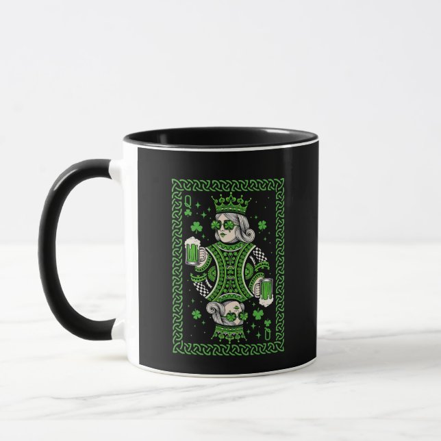 Queen of Luck St. Patrick's Day Playing Card Beer Mugg (Vänster)