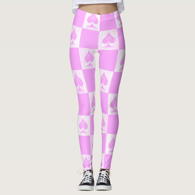 Queen of Spades Leggings Cute Rosa Checkerss QoS (Framsida)