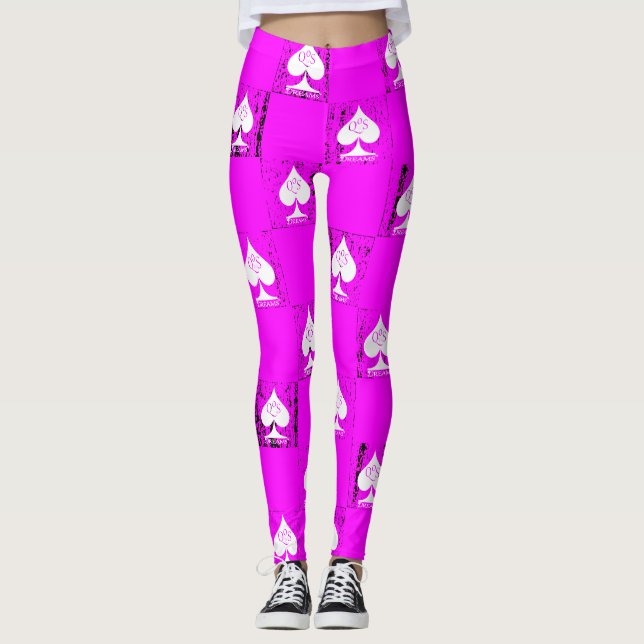 Queen of Spades Leggings Rosa White Checkerss QoS (Framsida)