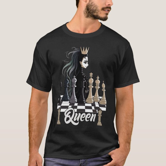 Queen of the Chessboard Rule in Style  Female Ches T Shirt (Framsida)