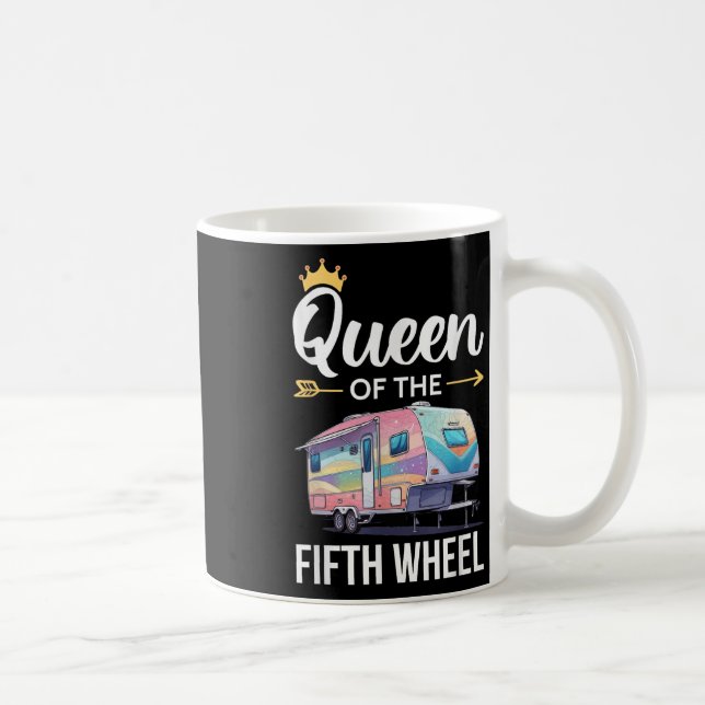 Queen Of The Fifth Wheel Camping Love Camper Vacat Kaffemugg (Höger)
