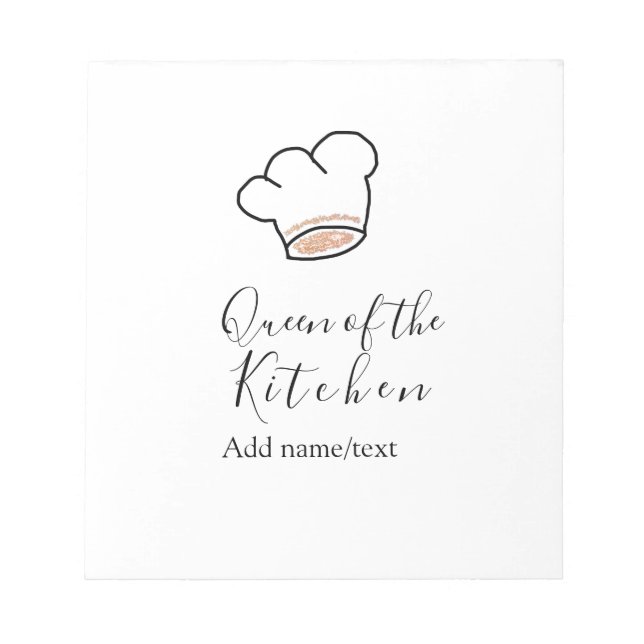 Queen of the kitchen chef cooking add name crown  anteckningsblock (Framsida)