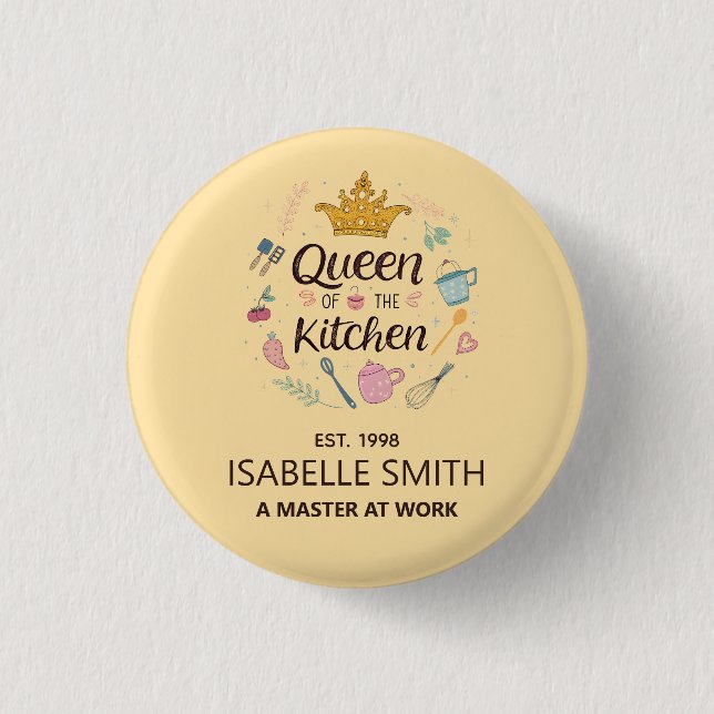 Queen of the Kitchen Custom Name Design Knapp (Framsida)