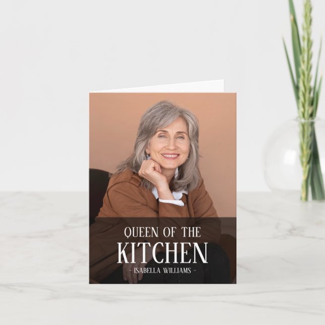Queen of the Kitchen Editable Photo Name Design Helgkort (Framsida)