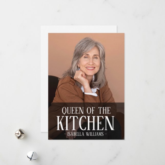 Queen of the Kitchen Editable Photo Name Design Julkort (Fram/Back In Situ)