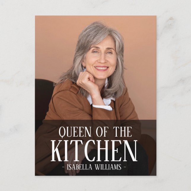 Queen of the Kitchen Editable Photo Name Design Vykort (Framsida)