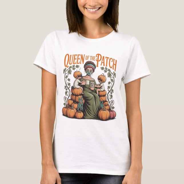 Queen of the Patch Mom T-Shirt Fall Pumpkin (Framsida)
