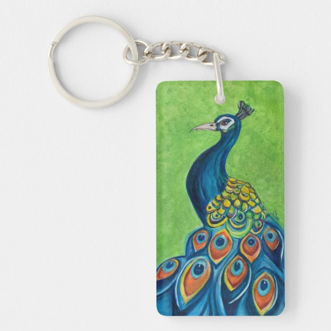 QUEEN & Peacock Acrylic Keychain, (dubbla-sided) (Framsidan)