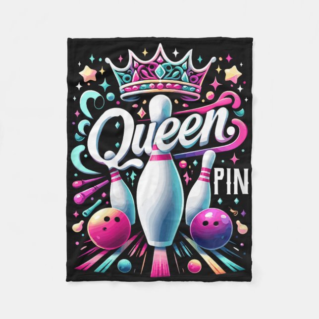 Queen Pin Shirt Bowler Bowling League For Bowling  Fleecefilt (Framsidan)