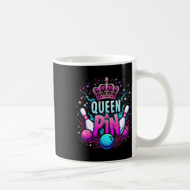 Queen Pin Shirt Bowler Bowling League For Bowling  Kaffemugg (Höger)