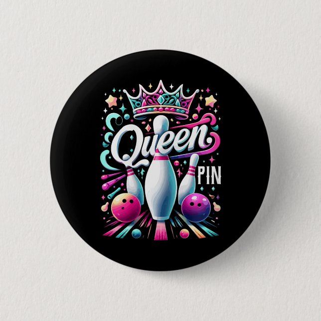 Queen Pin Shirt Bowler Bowling League For Bowling  Knapp (Framsida)