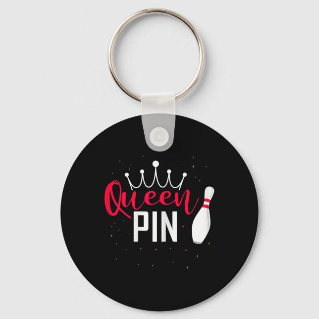 Queen Pin Shirt Bowler Bowling League For Bowling  Nyckelring (Framsida)