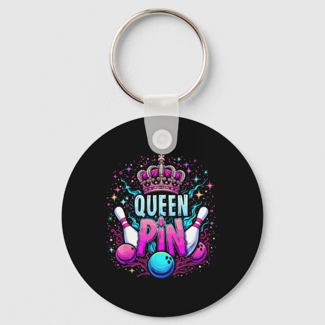 Queen Pin Shirt Bowler Bowling League For Bowling  Nyckelring (Framsida)