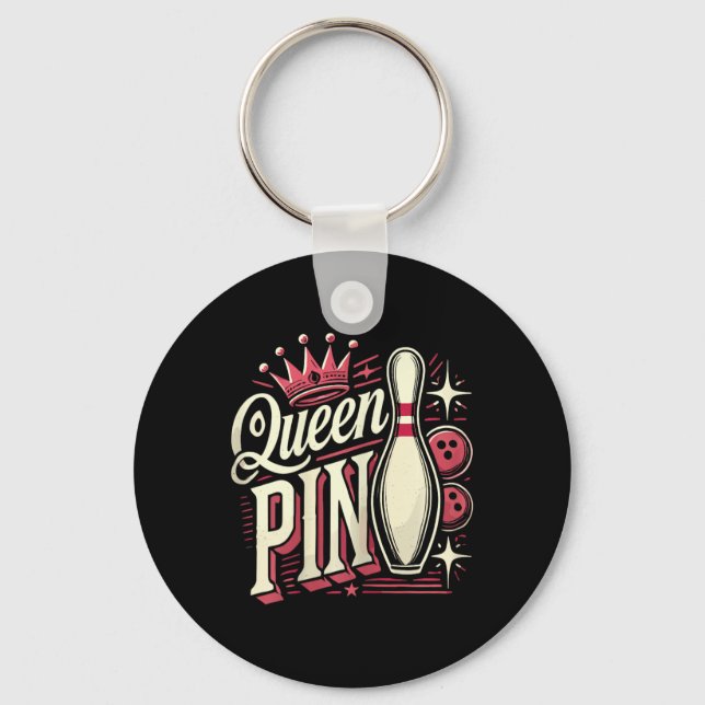 Queen Pin Shirt Bowler Bowling League For Bowling  Nyckelring (Framsida)