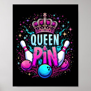 Queen Pin Tröja Bowlare Bowlingligan För Bowling Poster