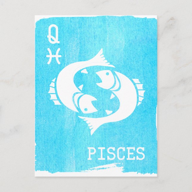 Queen Pisces Horoscope Stjärntecken Zodiac Birthda Vykort (Framsida)