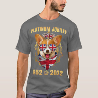 Queen Platinum Jubilee Corgi med Krona 2022 Briti T Shirt
