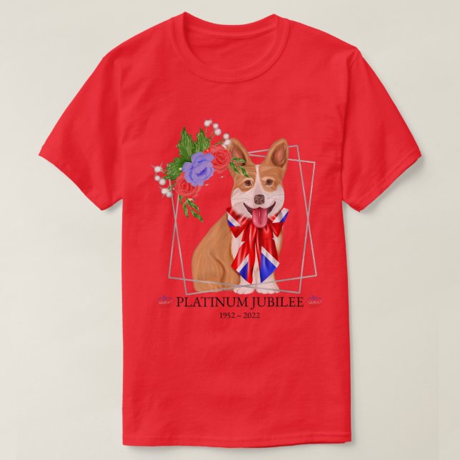 Queen Platinum Jubilee CorgiQueens Jubilee T Shirt (Design framsida)