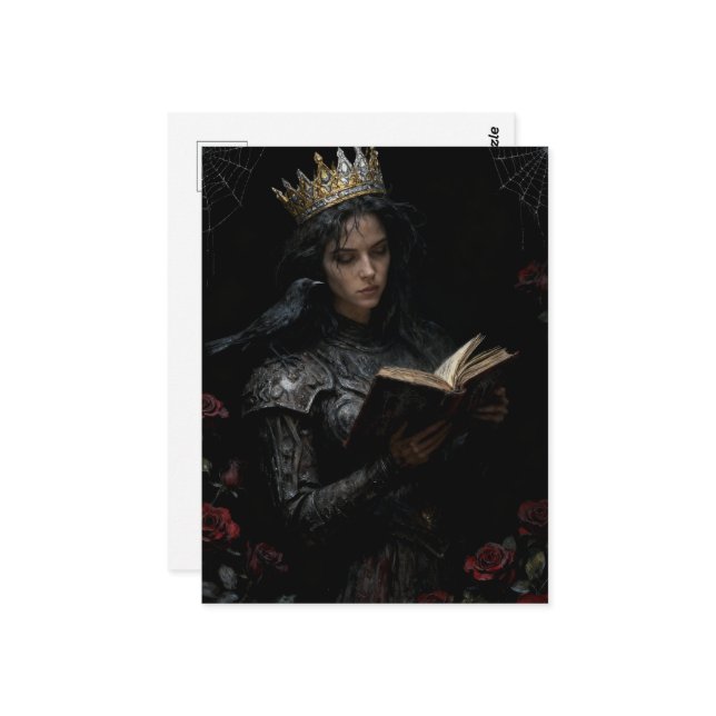 Queen Reading a Book Vykort (Fram/Back In Situ)