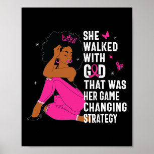 Queen Rosa Ribbon Breast Cancer Awareness Month Wo Poster