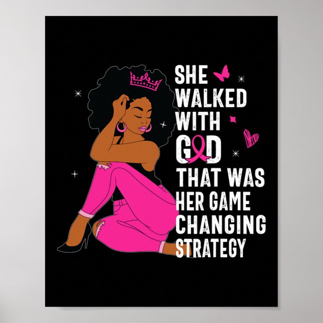 Queen Rosa Ribbon Breast Cancer Awareness Month Wo Poster (Framsidan)