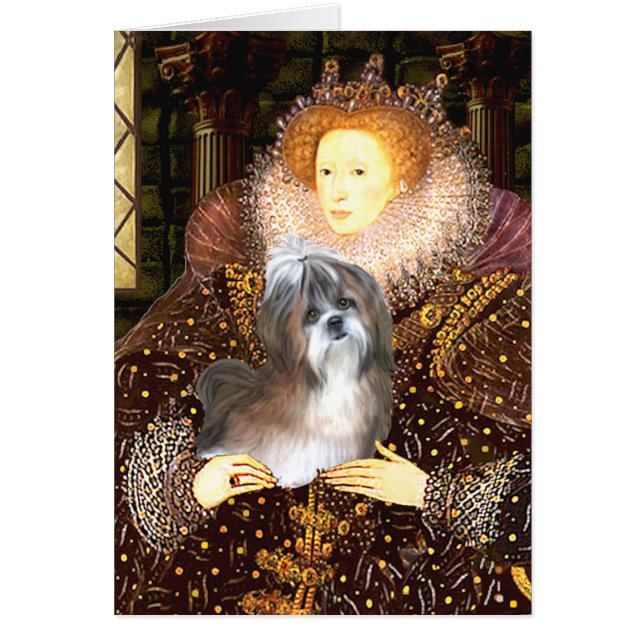 Queen - Shih Tzu 8 (brun-vit) Hälsningskort (Framsidan)