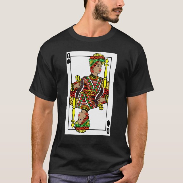 Queen Spades African American Card Black History M T Shirt (Framsida)