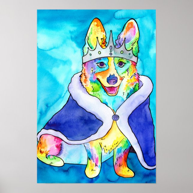 Queen Splooty Rainbow Corgi Poster (Framsidan)