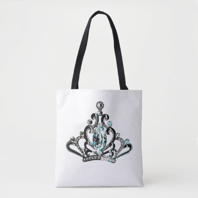 "Queen" Tiara Tote Bag Tygkasse (Framsida)