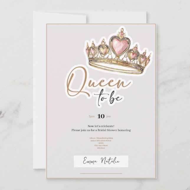 Queen to be elegant bridal shower invitation julkort (Framsida)