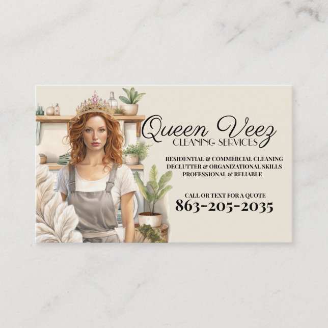 Queen Veez Städning Services Visitkort (Framsida)