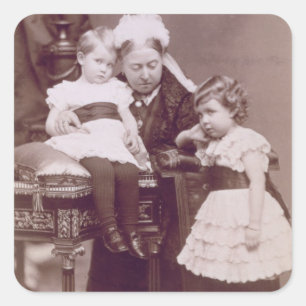 Queen Victoria (1819-1901) med sina barnbarn, Fyrkantigt Klistermärke