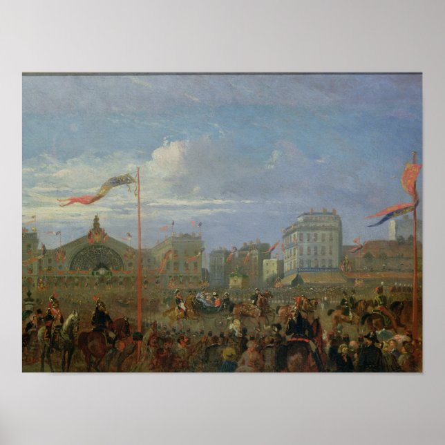 Queen Victoria Arriving vid Gare de l'Est Poster (Framsidan)