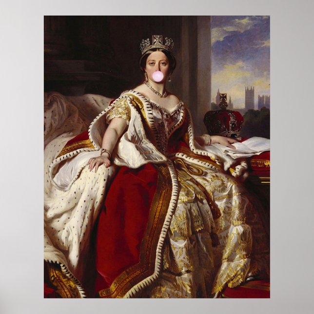 Queen Victoria blåste en rosa bubbelgum Poster (Framsidan)
