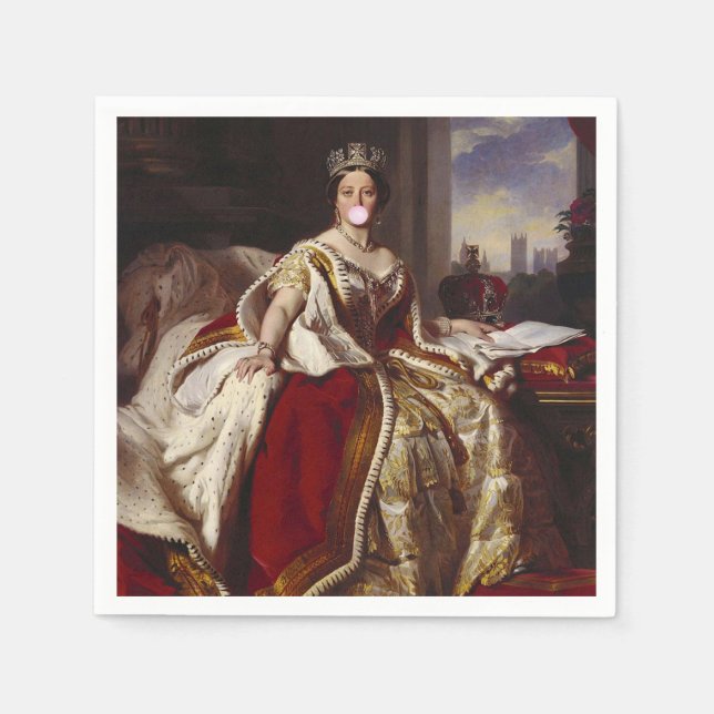 QUEEN VICTORIA BLOW A ROSA BUBBLE GUM PAPPERSSERVETT (Framsidan)